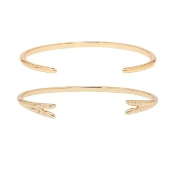 MICHELLE CAMPBELL Women’s 14K Gold Plated Talon Bracelet Cuff Set Bangle Layered - Picture 2 of 2